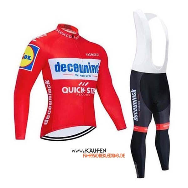 Deceuninck Quick Step Langarmtrikot 2020 und Lange Tragerhose Rot Wei